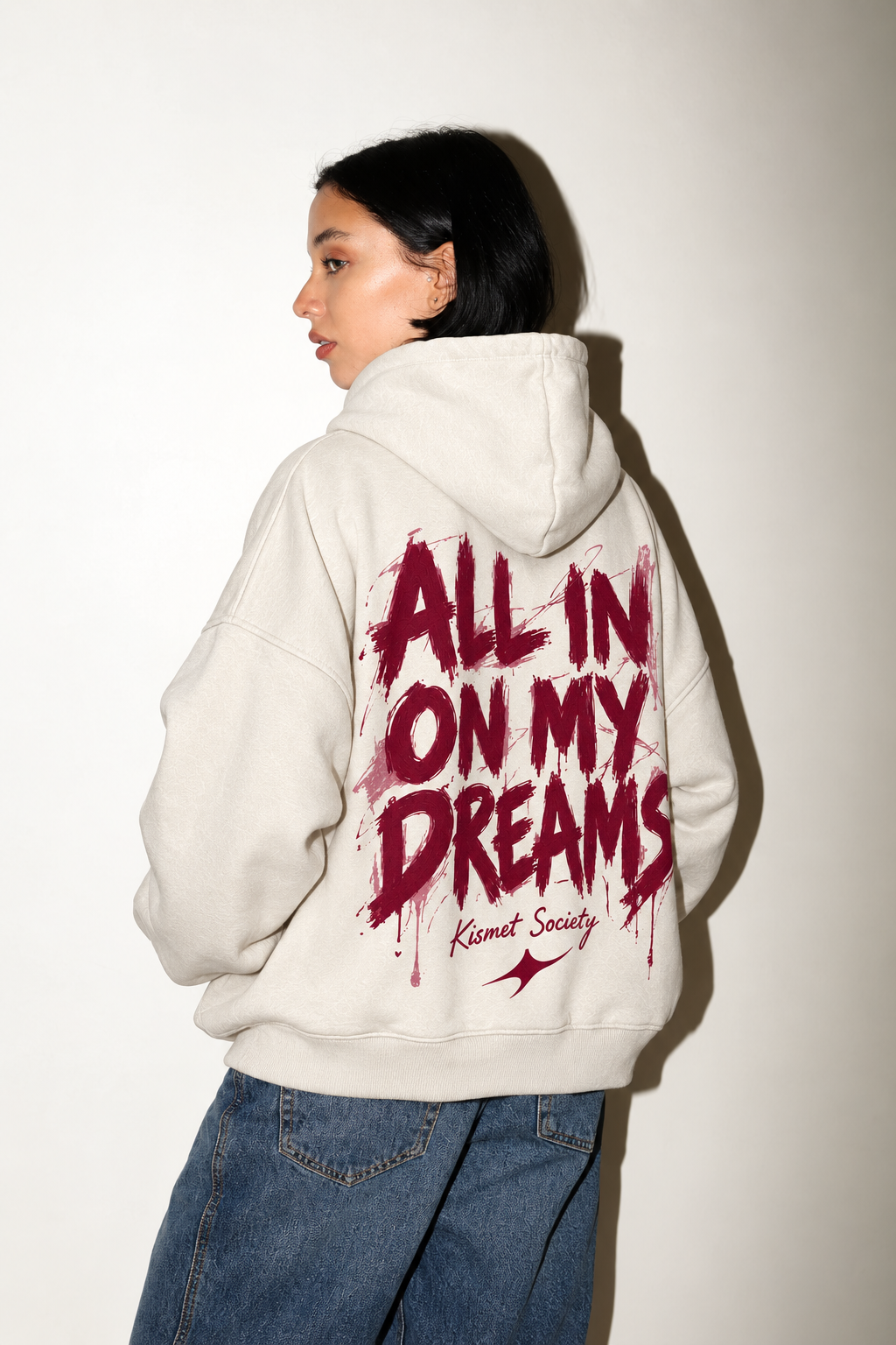 All In On My Dreams Hoodie Hueso - puesta 4
