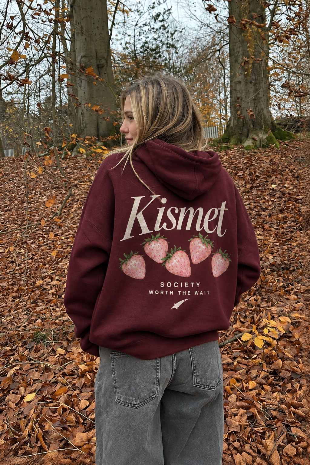 Worth The Wait Hoodie Vino - puesta